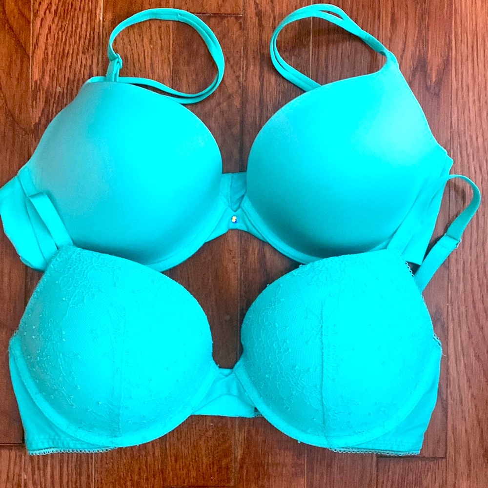 Two Very Sexy Push Up Bras 36C aqua